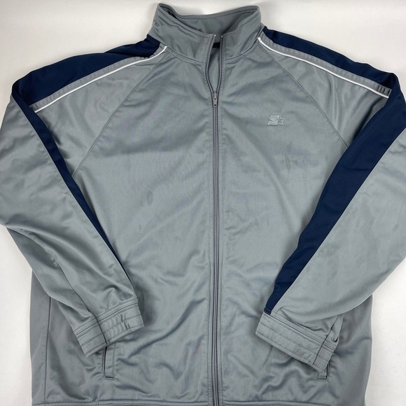Starter Jacket Mens Large 42-44 Gray Blue Full Zip - Picture 1 of 9